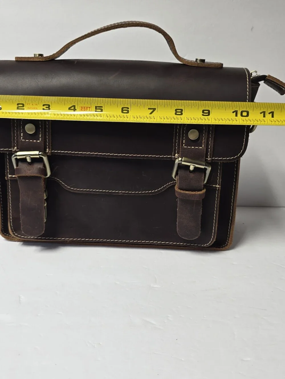 NWOT Men's Hand Crafted Leather Brown Satchel Small Messenger Bag